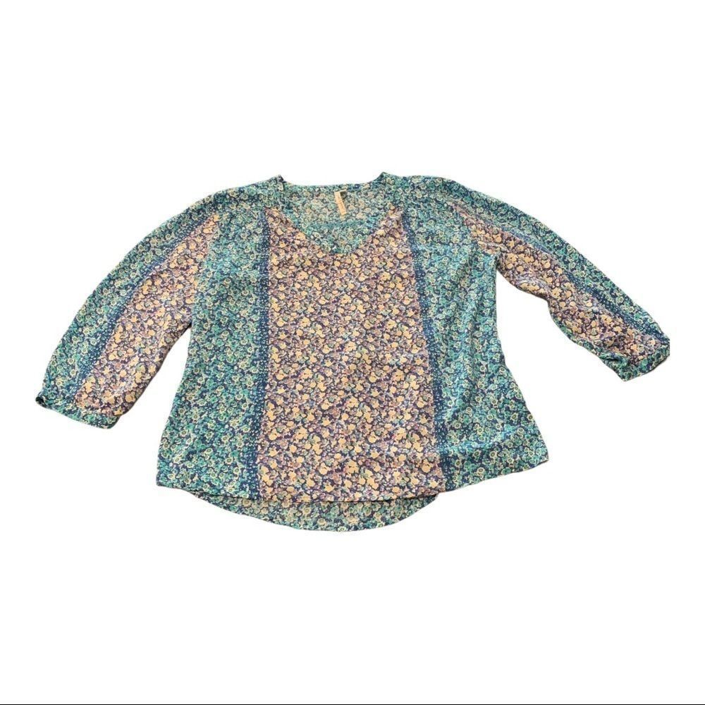 GRAND&GREENE Floral V-Neck Top L